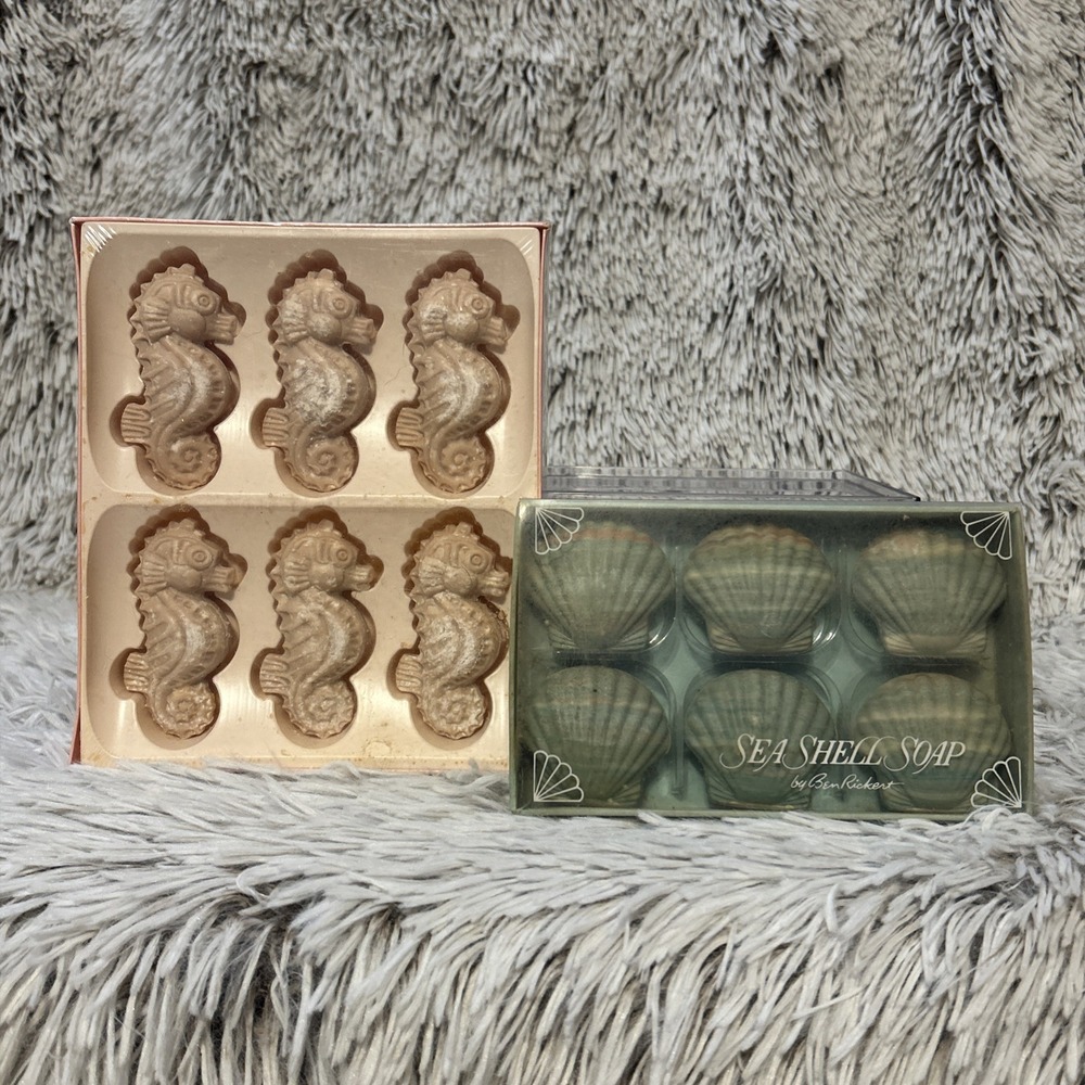 2‎ Boxes Vintage NOS Seashell & Seahorses Soap Cakes Coastal  Beach Grannycore